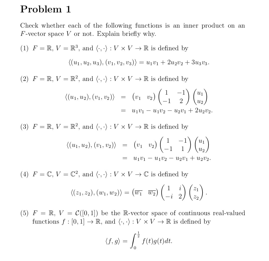 Solved Check whether each of the following functions is an | Chegg.com