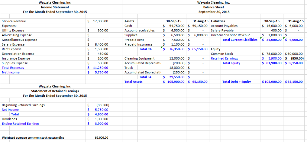 Solved Wayzata Cleaning, Inc Income Statement For the Month | Chegg.com