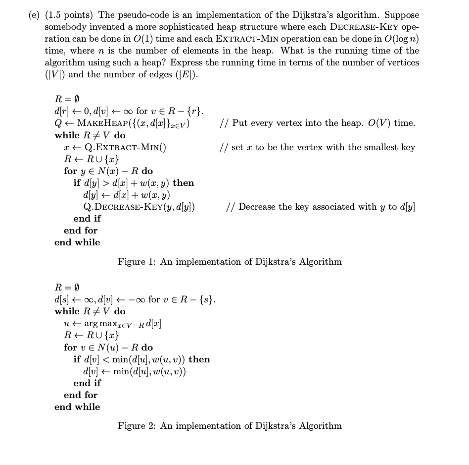 (e) (1.5 points) The pseudo-code is an implementation | Chegg.com