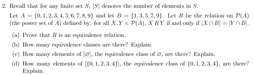 Solved 2 Recall That For Any Finite Set S S Denotes T Chegg Com