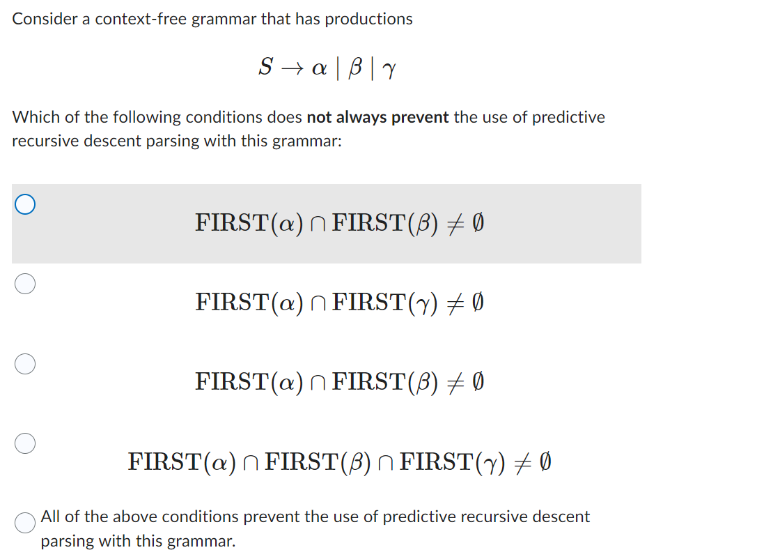 Solved Consider a context-free grammar that has productions | Chegg.com
