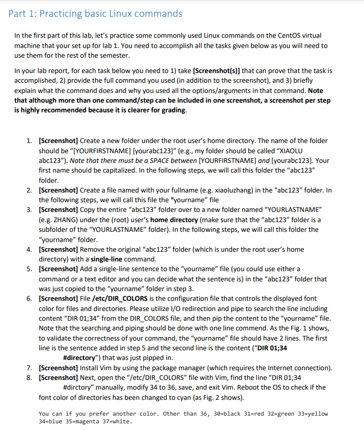 Solved Part 1: Practicing Basic Linux Commands In The First | Chegg.com
