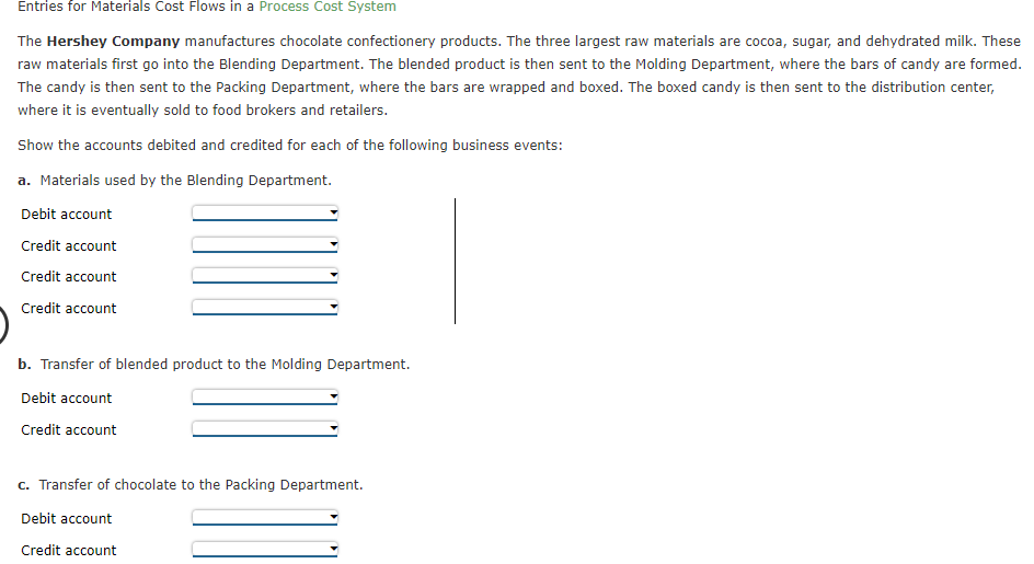 Solved Entries for Materials Cost Flows in a Process Cost