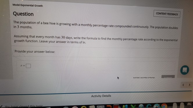 Solved Model Exponential Growth Question The population of a | Chegg.com