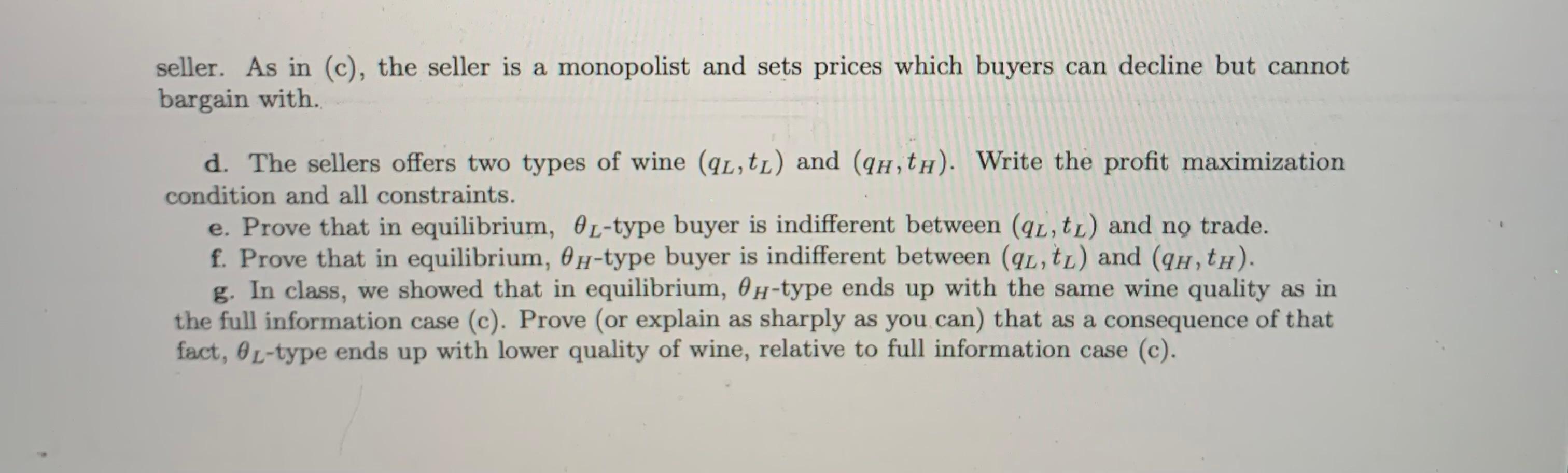 Solved Problem 2: Monopolistic Wine Seller Consider the wine | Chegg.com