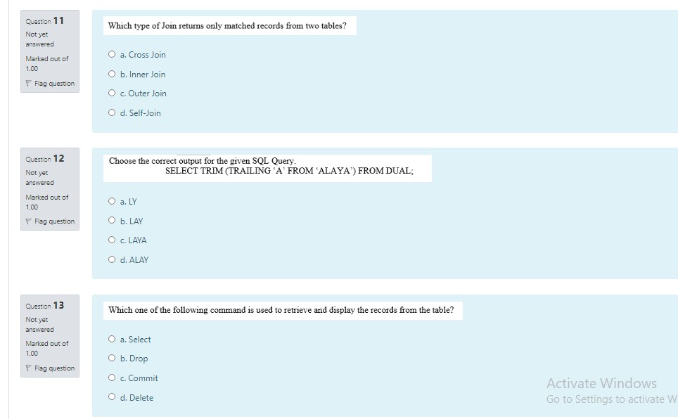 Solved Which of the following SQL statement is used to | Chegg.com