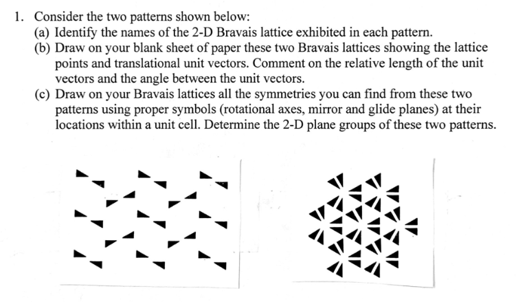 Solved 1. Consider the two patterns shown below: (a) | Chegg.com