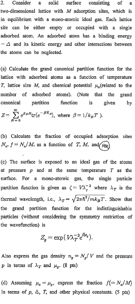 Solved 2. Consider A Solid Surface Consisting Of A | Chegg.com