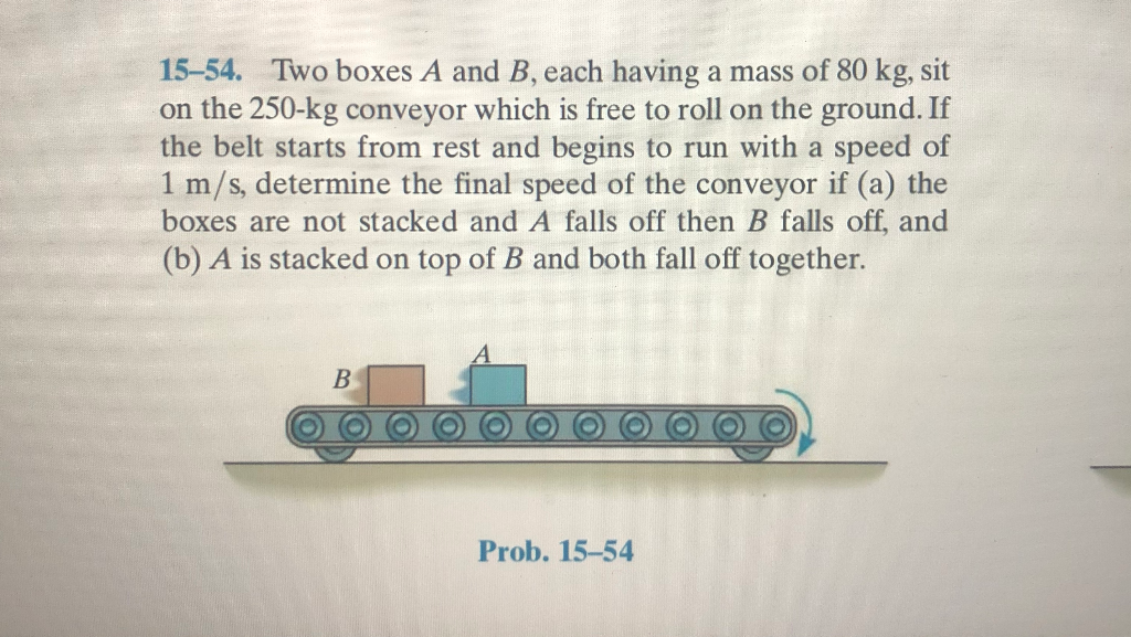 Solved 15–54. Two boxes A and B, each having a mass of 80 | Chegg.com