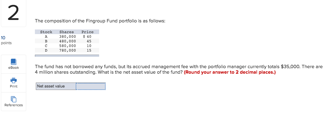 2 The Position Of The Fingroup Fund Portfolio Is Chegg 