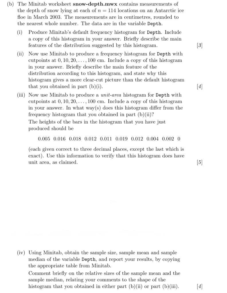 3 b the minitab worksheet snow depth mwx contains chegg com