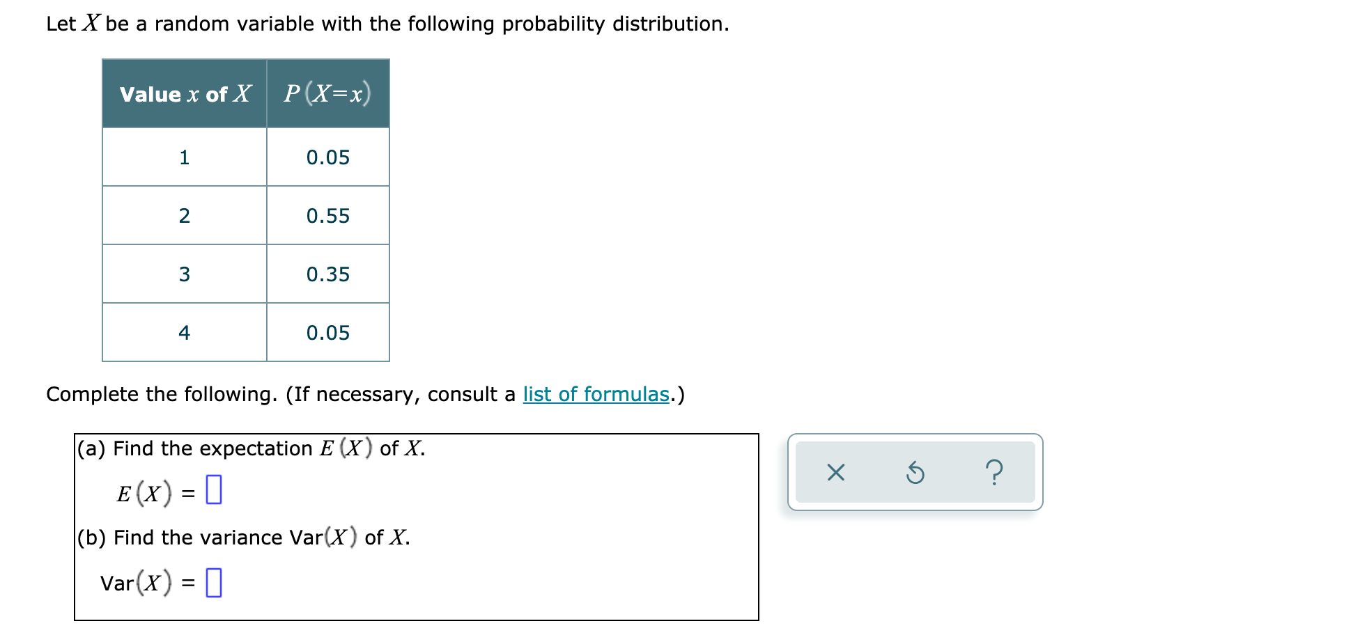 Solved Let X be a random variable with the following | Chegg.com