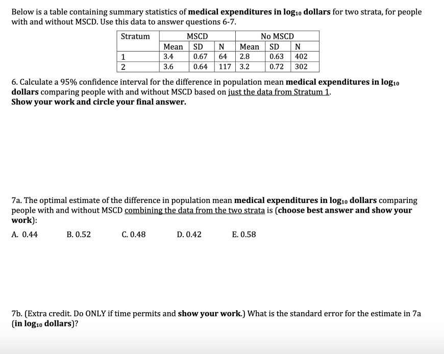 Solved Can you answer problem 7. 7a is C based off the | Chegg.com