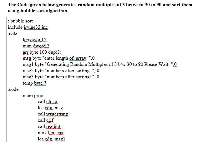 Solved The Code given below generates random multiples of 3 | Chegg.com image.