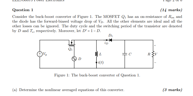 Solved Question 1 14 Marks Consider The Buck Boost Conv Chegg Com