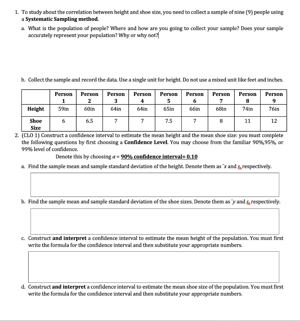 Solved 1. To study about the correlation between height and