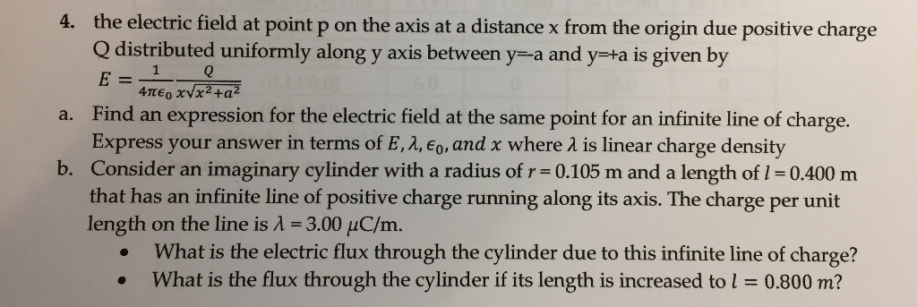Solved 4. the electric field at point p on the axis at a | Chegg.com