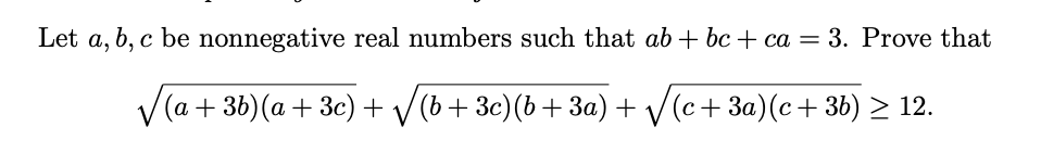 Solved Let A, B, C Be Nonnegative Real Numbers Such That Ab | Chegg.com