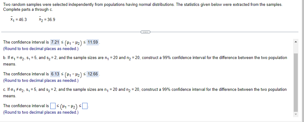 Solved Two random samples were selected independently from | Chegg.com