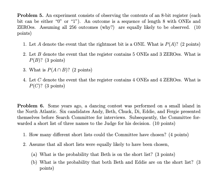 Solved Problem 5. An Experiment Consists Of Observing The | Chegg.com