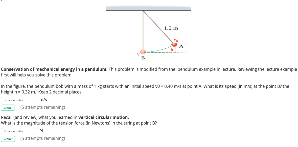 Solved In the figure, the pendulum bob with a mass of 1 kg