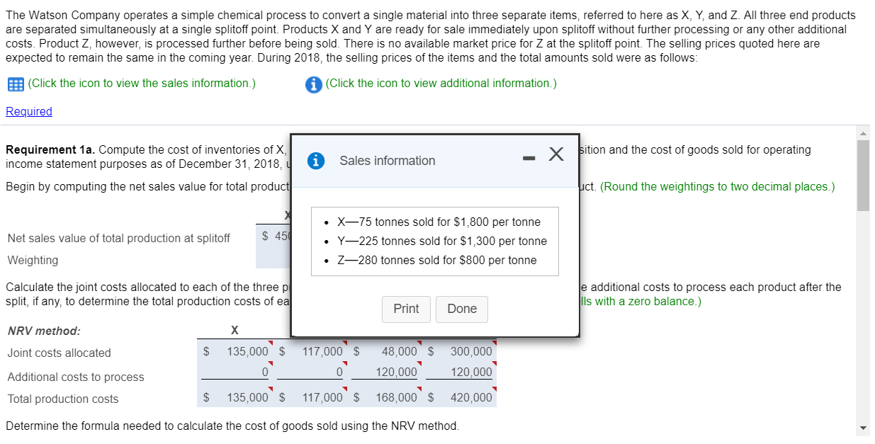 Solved The Watson Company operates a simple chemical process | Chegg.com