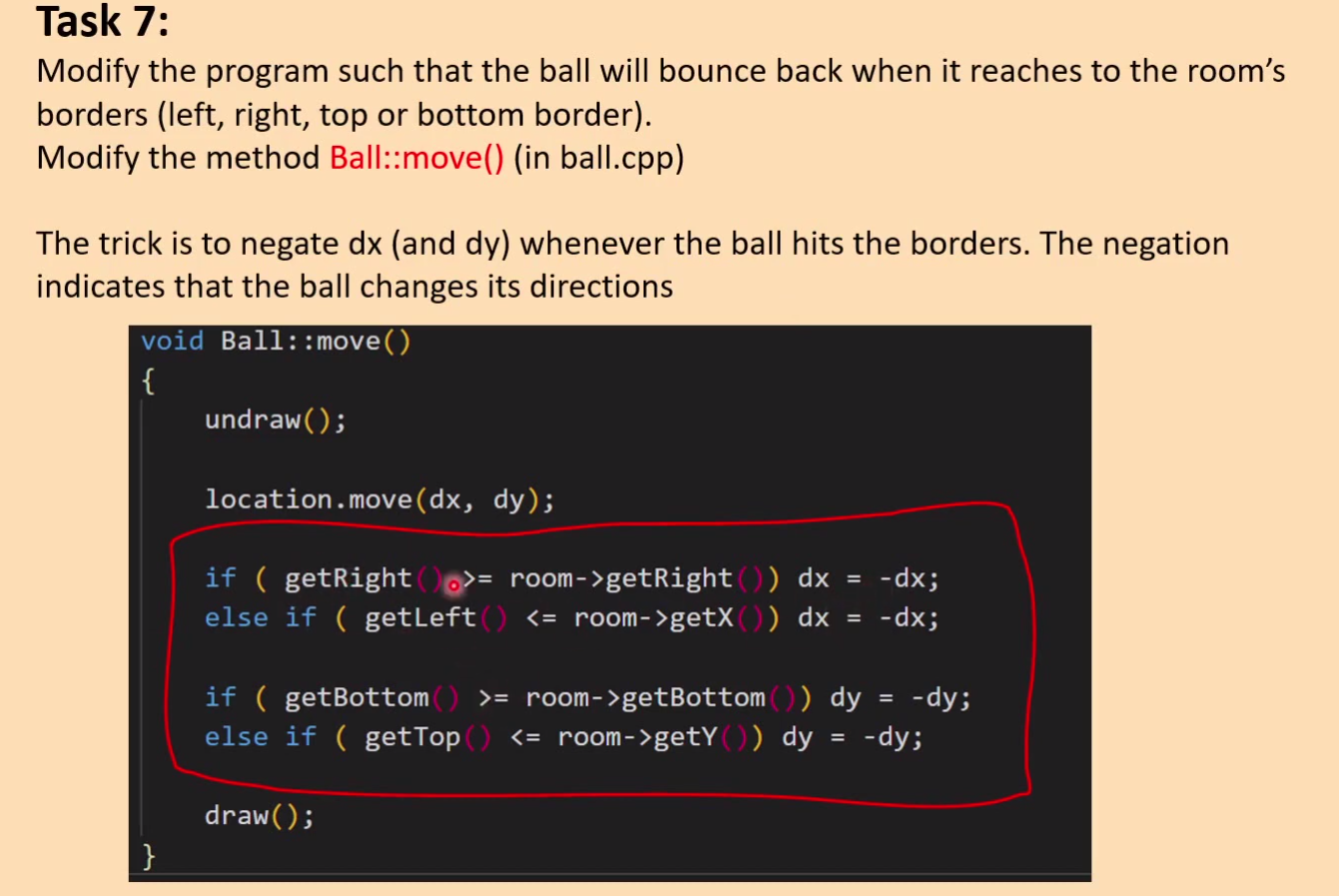 Solved Task 7: Modify The Program Such That The Ball Will | Chegg.com