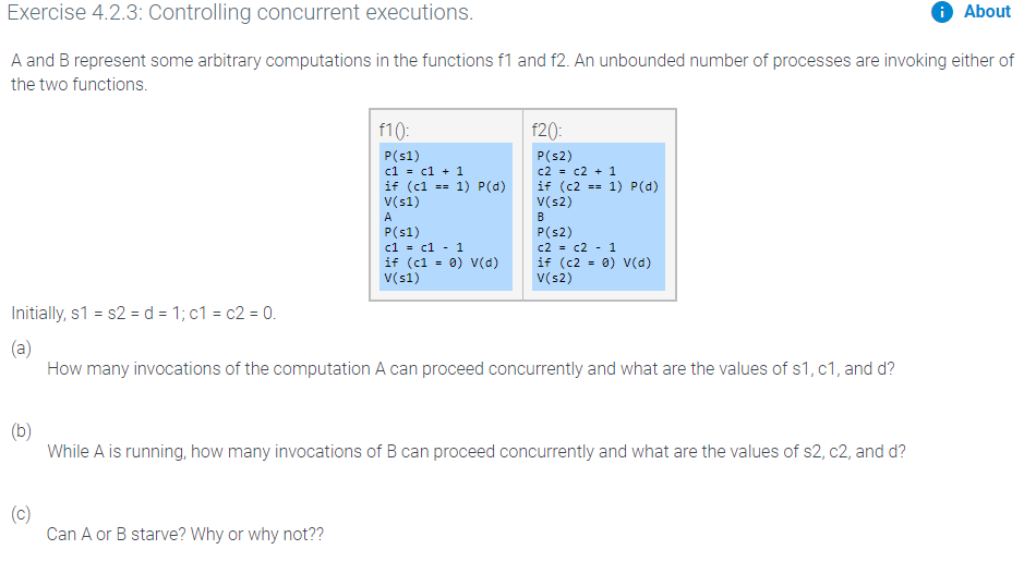 Solved Exercise 4.2.3: Controlling concurrent executions. | Chegg.com