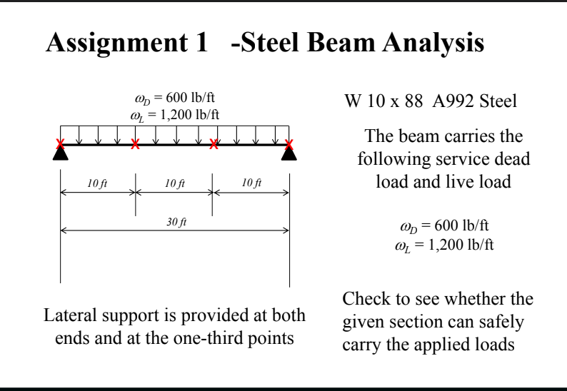 Solved Assignment 1 Steel Beam Analysis W 10 x 88 A992