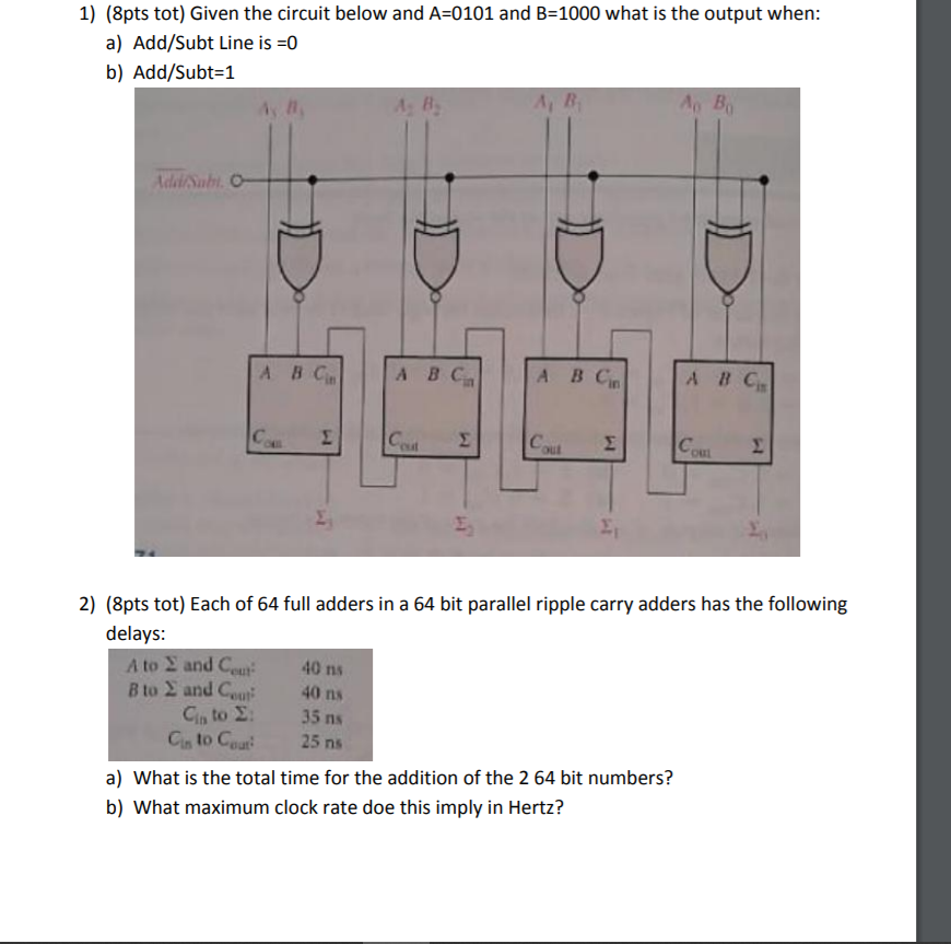 Solved 3) (8pts tot) For the 4 bit comparator given below | Chegg.com