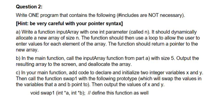 Solved Question 2: Write ONE program that contains the | Chegg.com