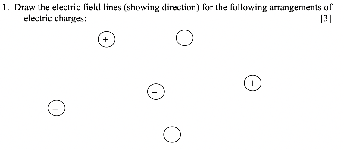 Solved 1. Draw the electric field lines (showing direction) | Chegg.com