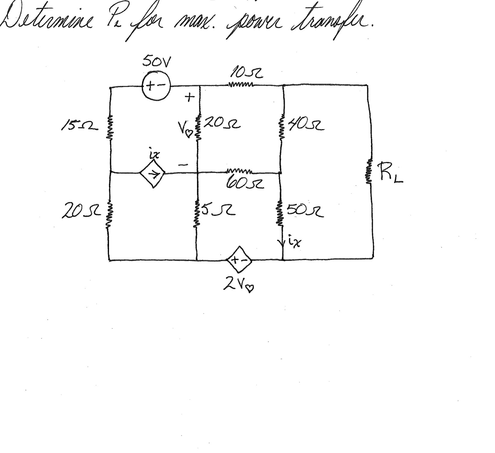 Solved Determine PL for max. power transfer | Chegg.com