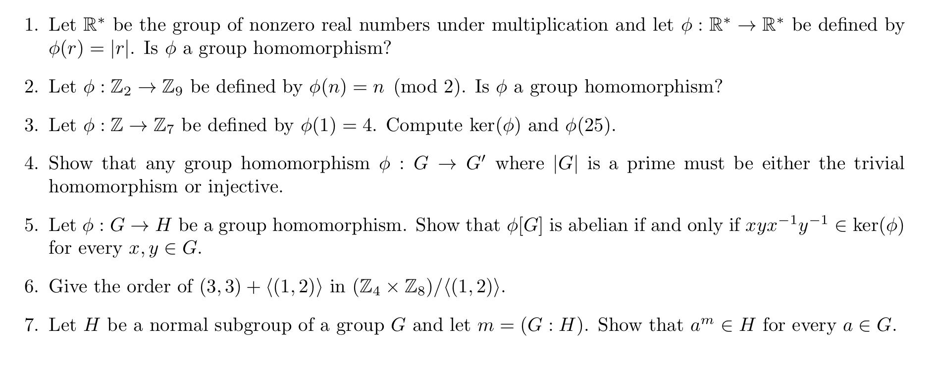 Solved 1. Let R* be the group of nonzero real numbers under | Chegg.com