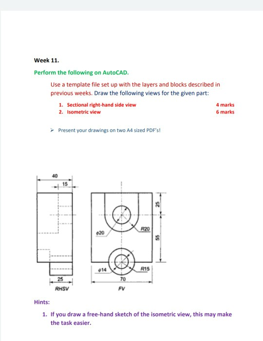 Solved Week 11. Perform The Following On AutoCAD Use A | Chegg.com