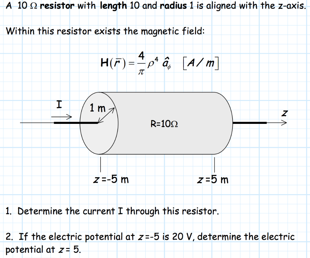 Solved A 10 Q Resistor With Length 10 And Radius 1 Is Ali Chegg Com