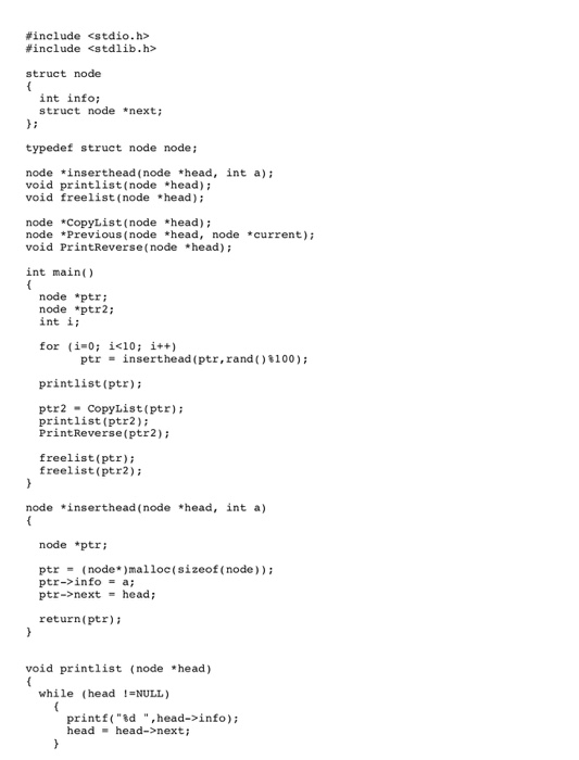 Solved I need help on this linked list problem. The program | Chegg.com