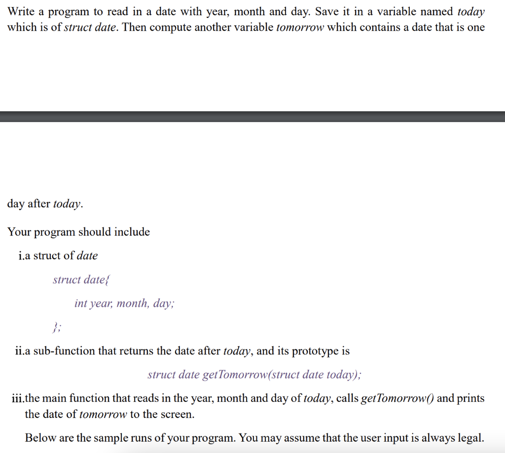Solved Write a program to read in a date with year, month | Chegg.com
