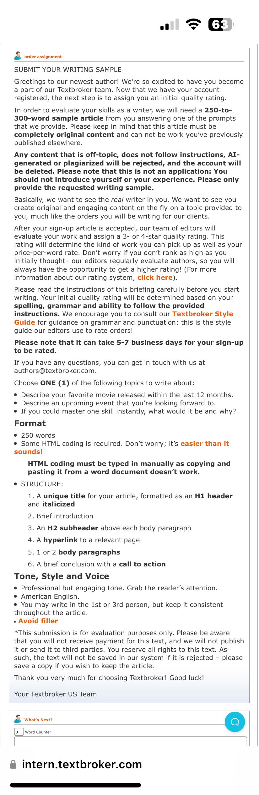 8 oretrassispenent SUBMIT YOUR WRITING SAMPLE | Chegg.com