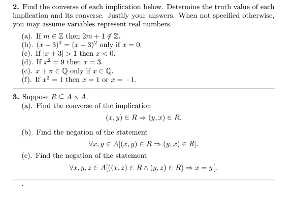 Solved 2. Find the converse of each implication below. | Chegg.com