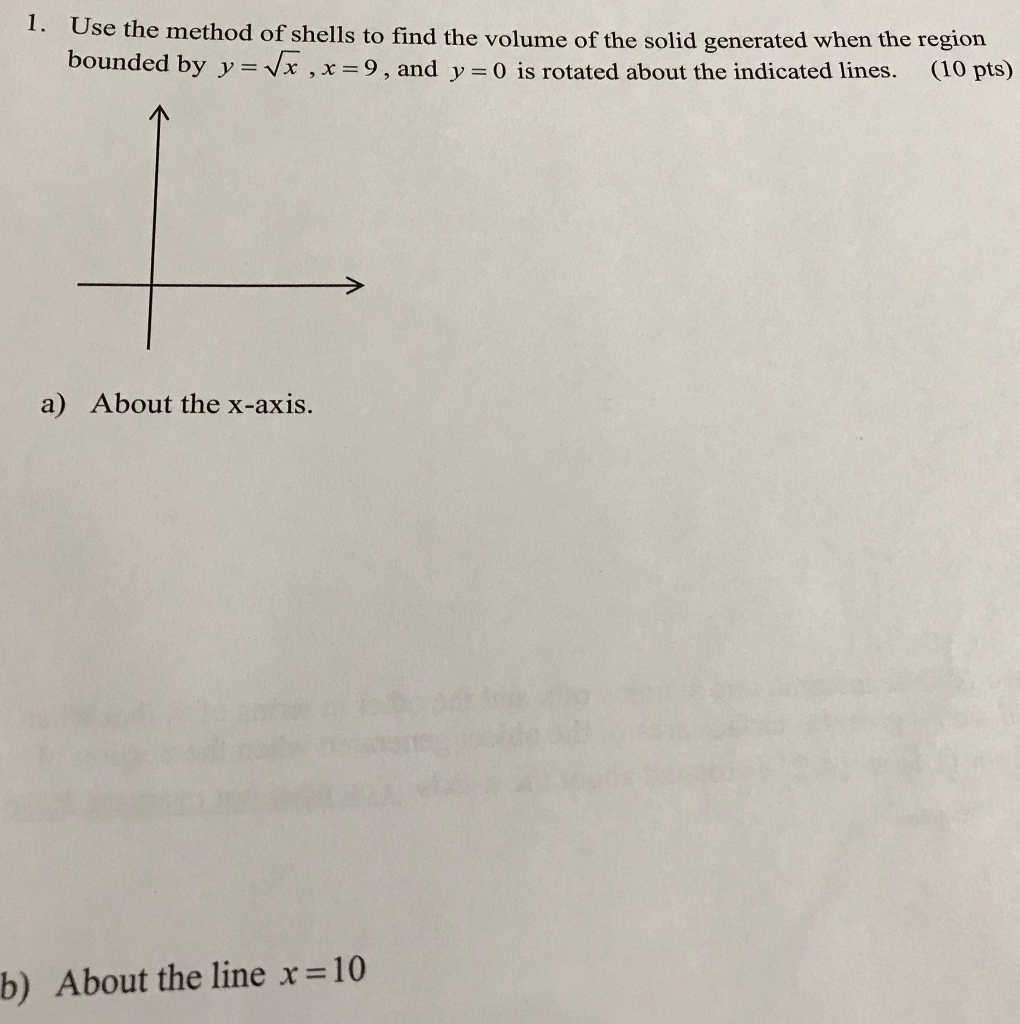 Solved 1 Use The Method Of Shells To Find The Volume Of The Chegg Solved 1 Use The Method Of Shells To Find The Volume Of The Chegg