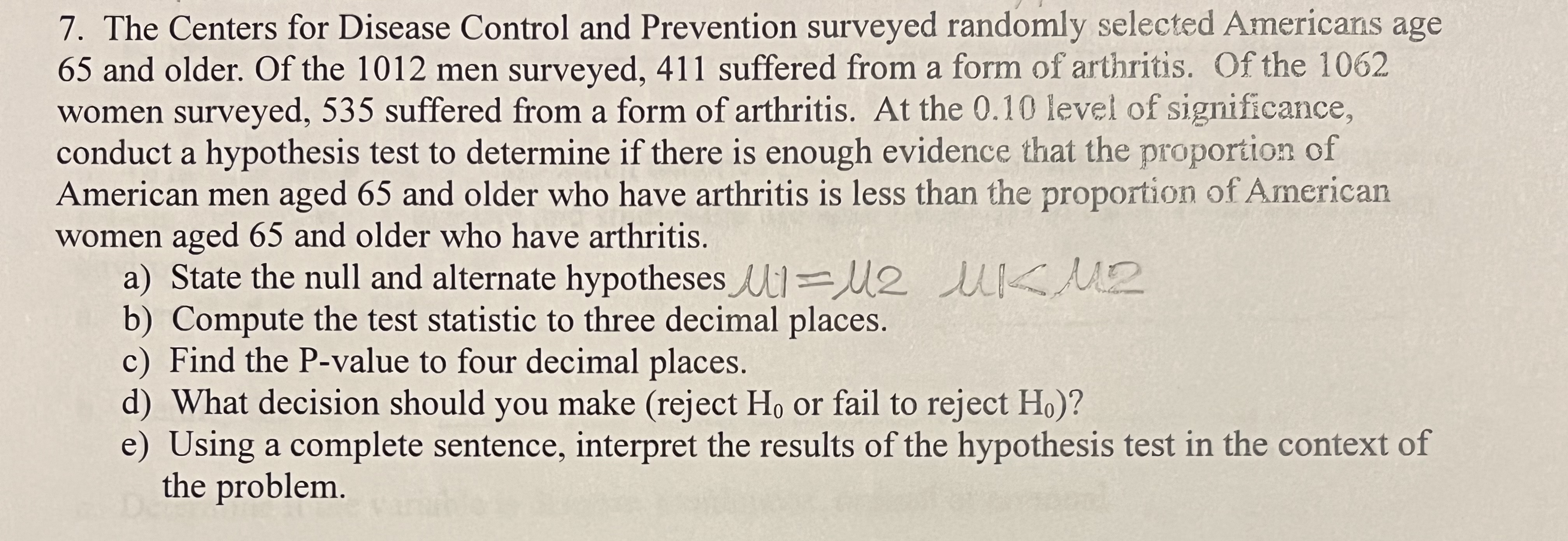 Solved 7. The Centers for Disease Control and Prevention | Chegg.com