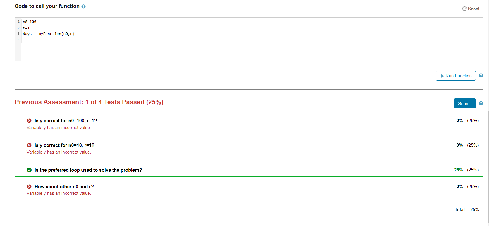 Solved Code to call your function ? Previous Assessment: 1 | Chegg.com