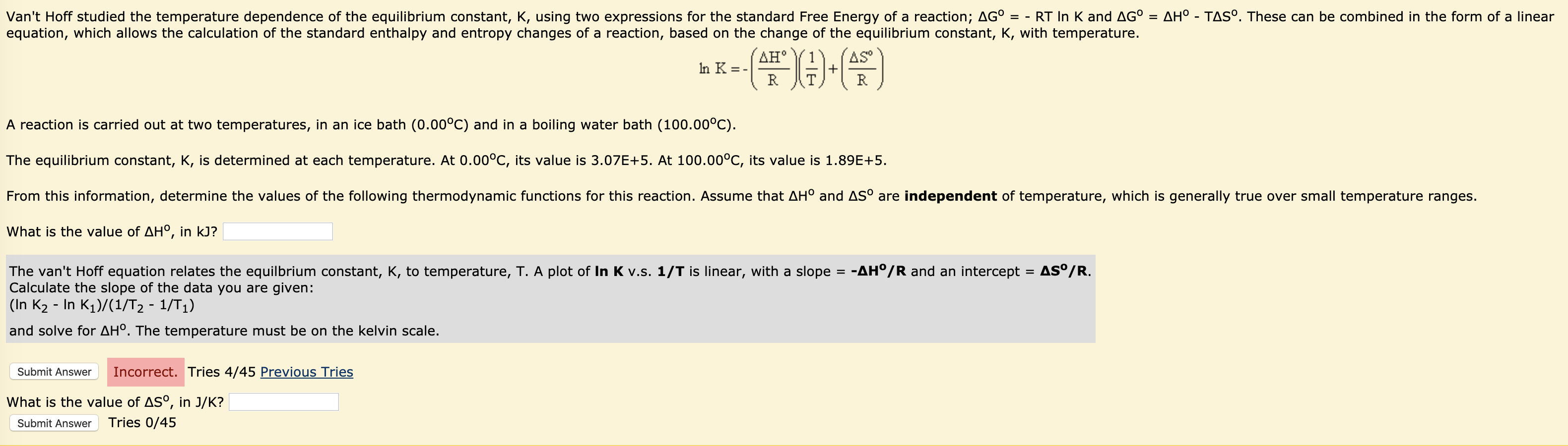 Solved Van't Hoff studied the temperature dependence of the | Chegg.com