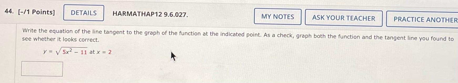 Solved 44. (-/1 Points] DETAILS HARMATHAP12 9.6.027. MY | Chegg.com