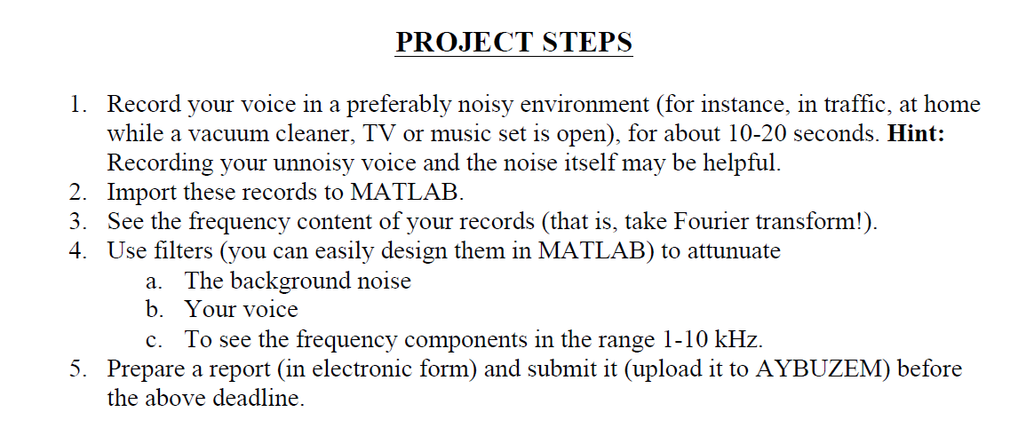 Solved PROJECT STEPS 1. Record your voice in a preferably | Chegg.com