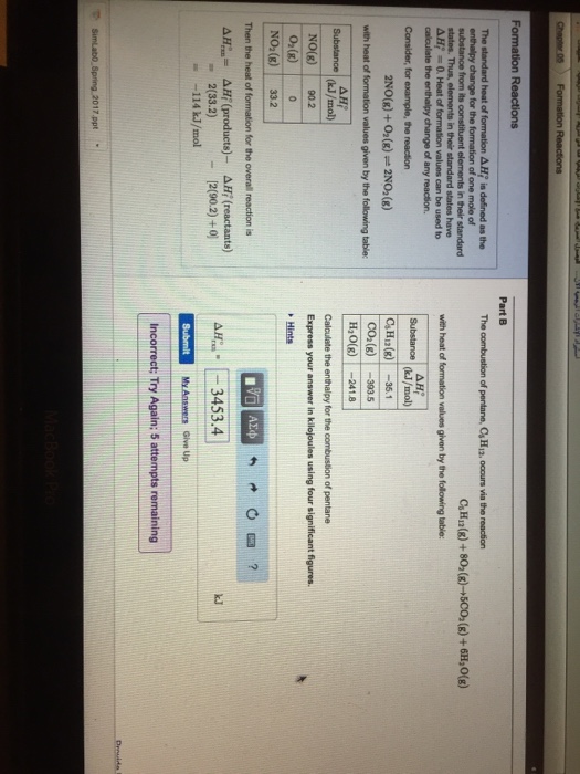 Solved The standard heat of formation Delta