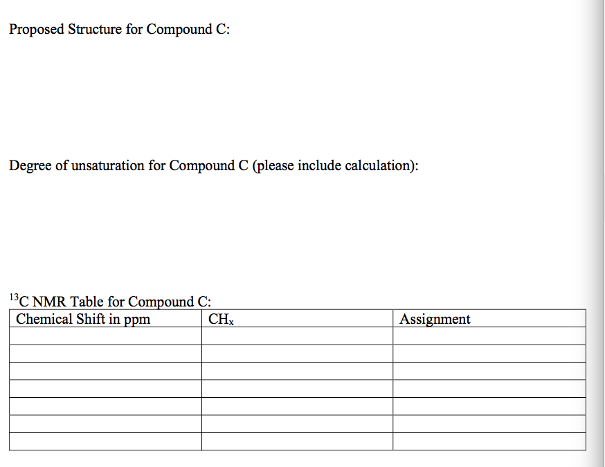 Solved C) Molecular formula for Compound C: C-H1002 13C NMR | Chegg.com