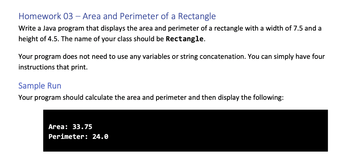 write a program to calculate area and perimeter of rectangle in java