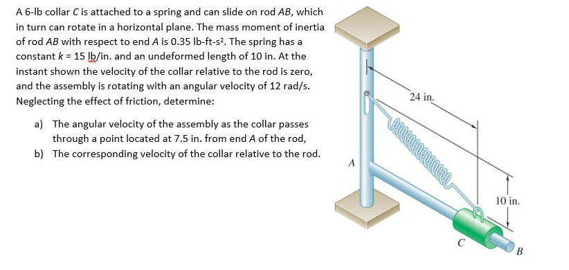 Solved A 6-lb Collar C Is Attached To A Spring And Can Slide | Chegg.com